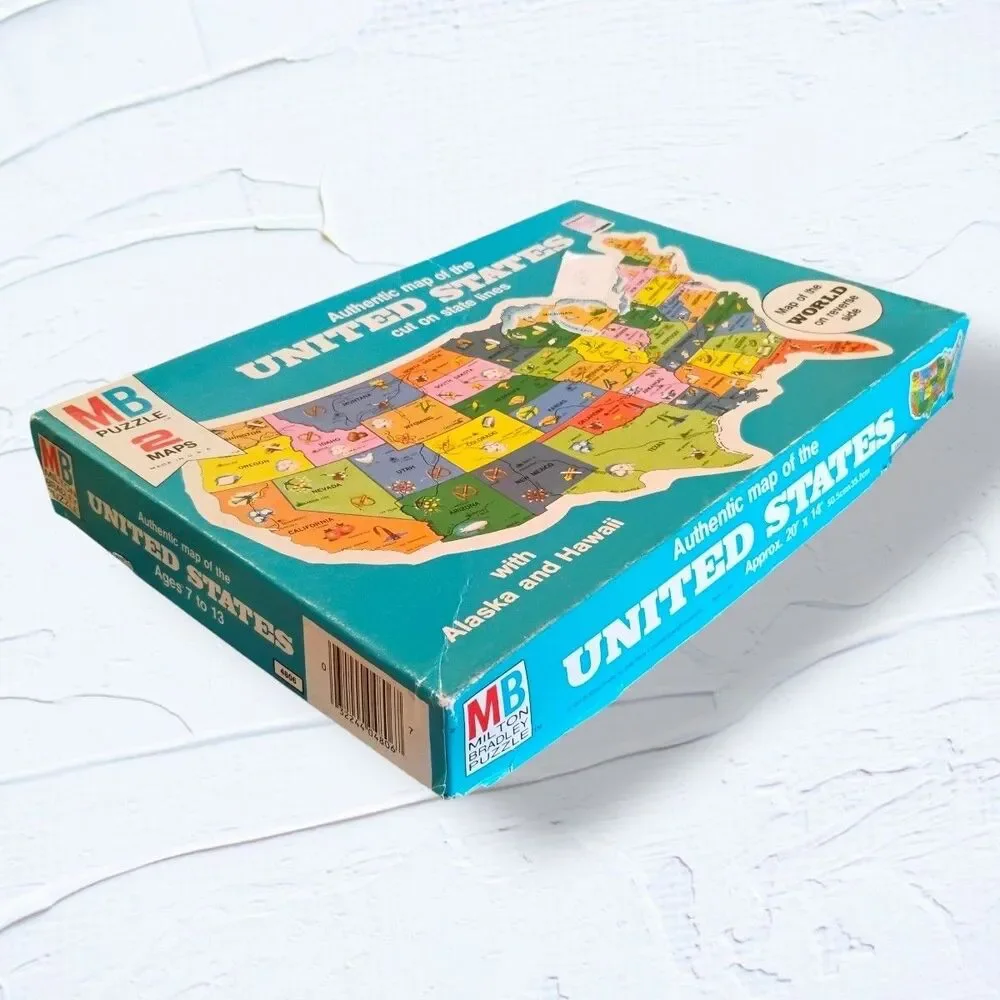 Vintage Milton Bradley USA Map States World Puzzle Replacement Pieces Crafts 70s